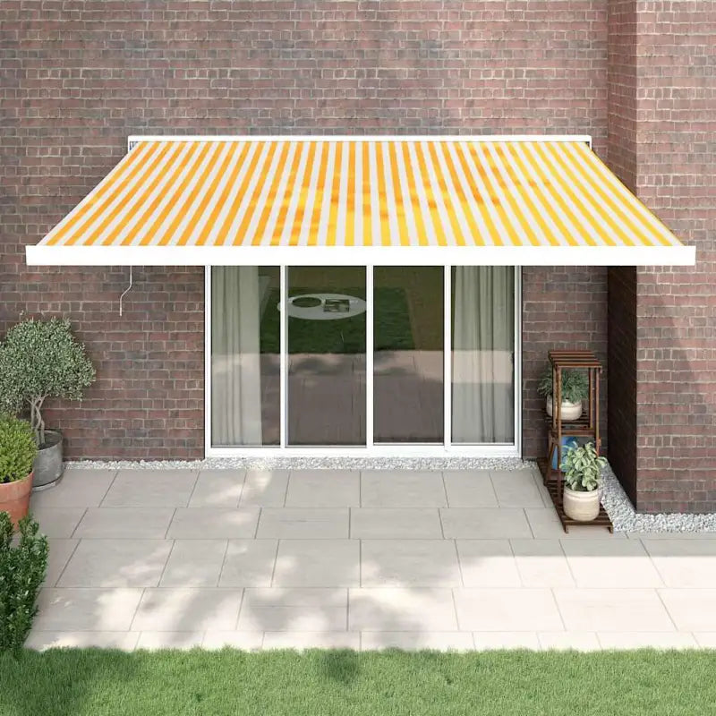 Uittrekbare luifel van gepoedercoat aluminium voor terrasplezier - 1 / Geel en wit / 400 x 300 cm - Zonwering