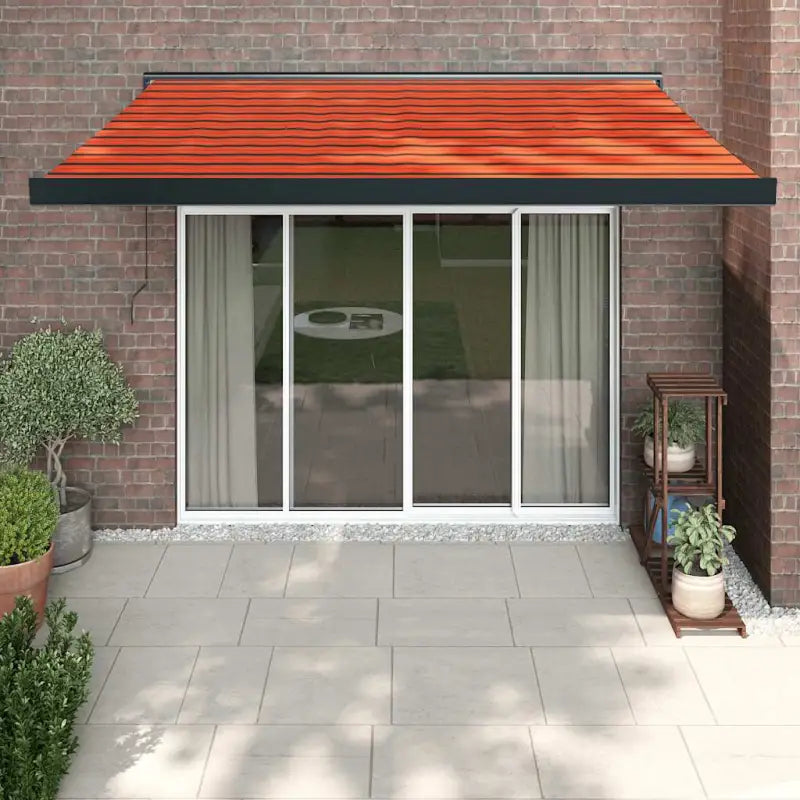 Uittrekbare luifel van gepoedercoat aluminium voor terrasplezier - 1 / Oranje en zwart / 300 x 250 cm - Zonwering