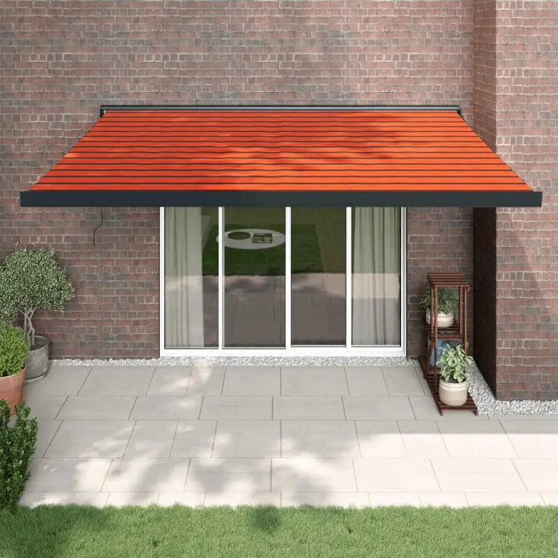 Uittrekbare luifel van gepoedercoat aluminium voor terrasplezier - 1 / Oranje en zwart / 400 x 300 cm - Zonwering