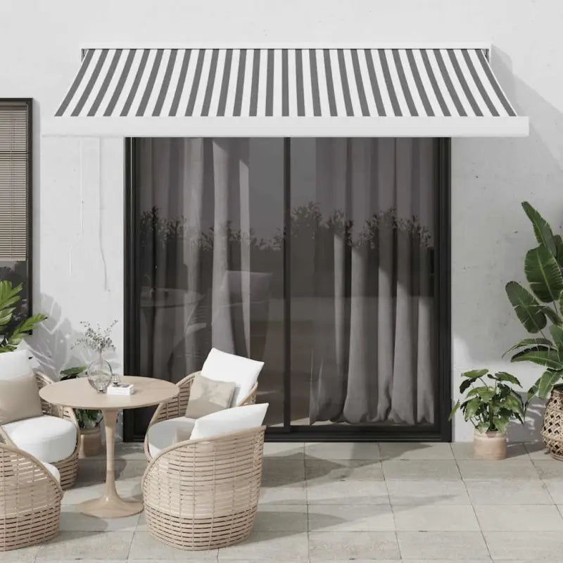 Uittrekbare luifel van gepoedercoat aluminium voor terrasplezier - 1 / wit en antracietkleurig / 300 x 250 cm
