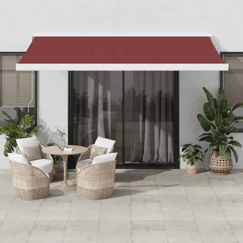 Uittrekbare luifel van gepoedercoat aluminium voor terrasplezier - 1 / Bordeauxrood en wit / 450 x 300 cm - Zonwering
