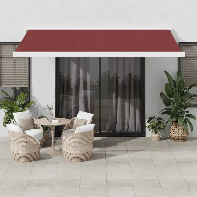 Uittrekbare luifel van gepoedercoat aluminium voor terrasplezier - 1 / Bordeauxrood en wit / 400 x 300 cm - Zonwering