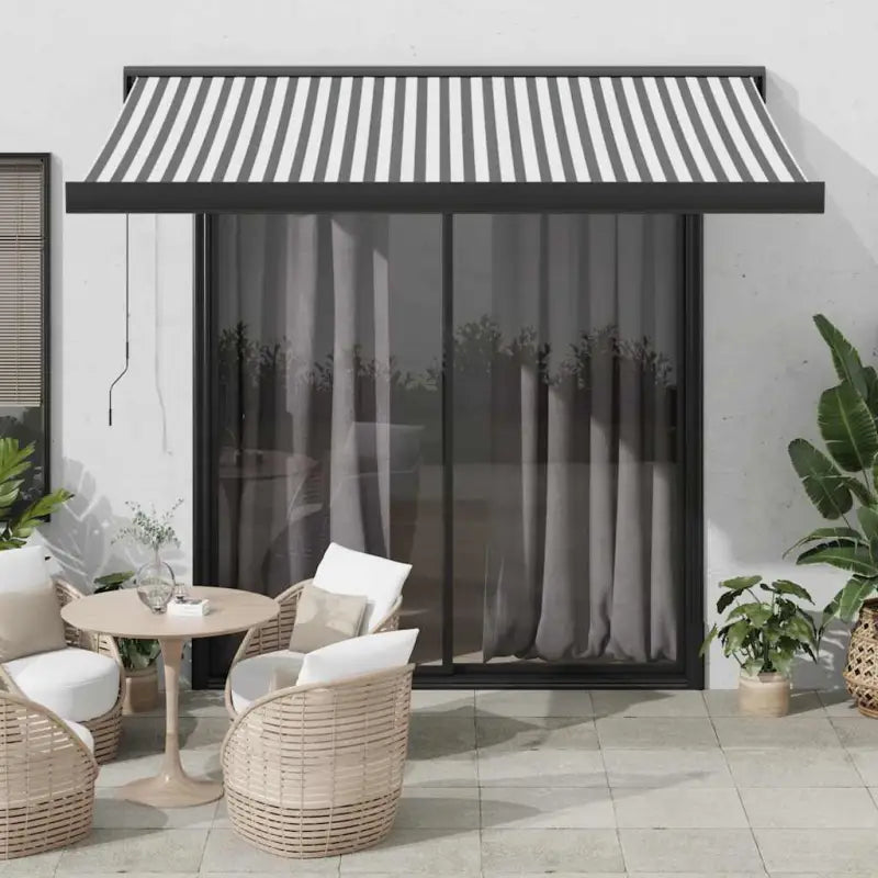 Uittrekbare luifel van gepoedercoat aluminium voor terrasplezier - 1 / Antraciet en zwart / 300 x 250 cm - Zonwering