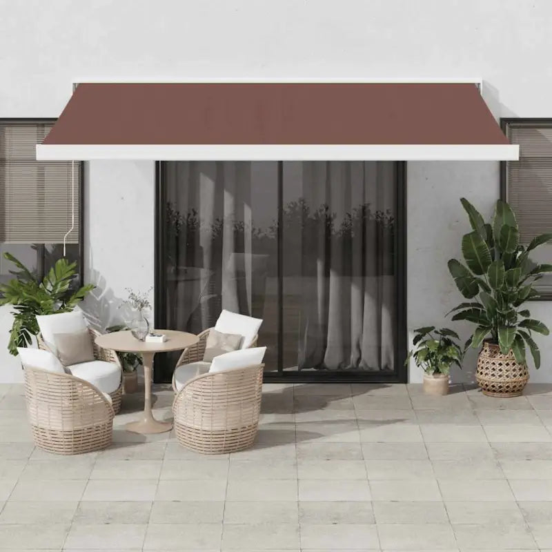 Uittrekbare luifel van gepoedercoat aluminium voor terrasplezier - 1 / Bruin en wit / 450 x 300 cm - Zonwering