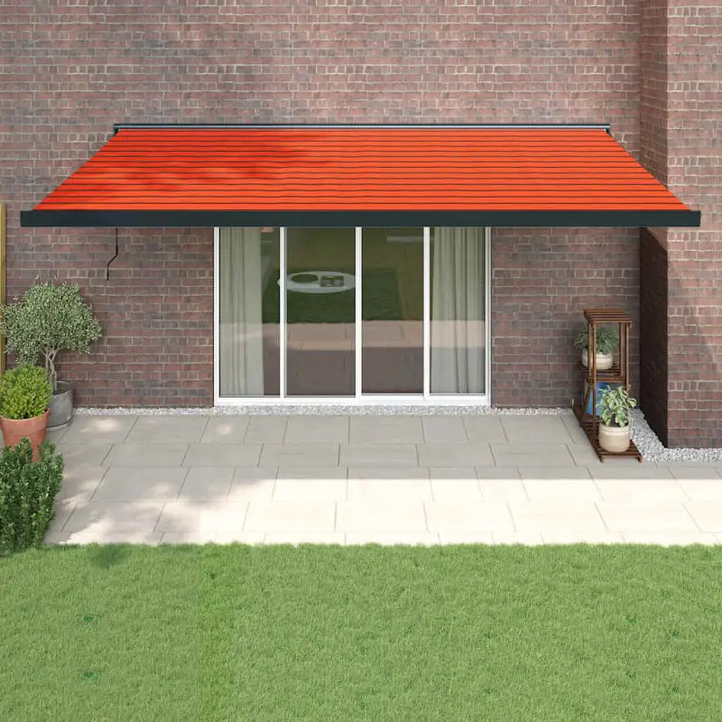Uittrekbare luifel van gepoedercoat aluminium voor terrasplezier - 1 / Oranje en zwart / 500 x 300 cm - Zonwering