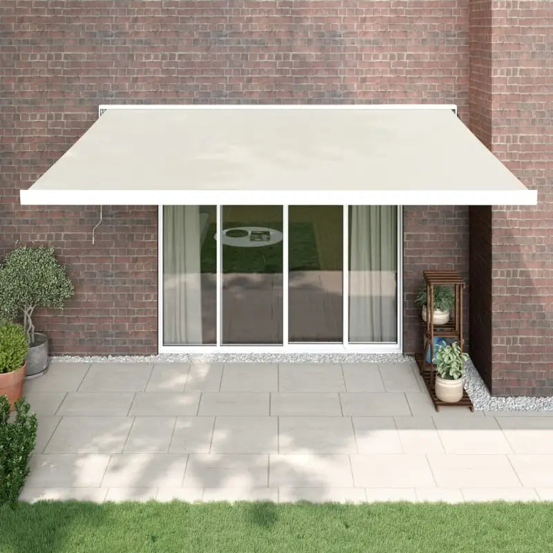 Uittrekbare luifel van gepoedercoat aluminium voor terrasplezier - 1 / Crèmekleurig en wit / 400 x 300 cm - Zonwering