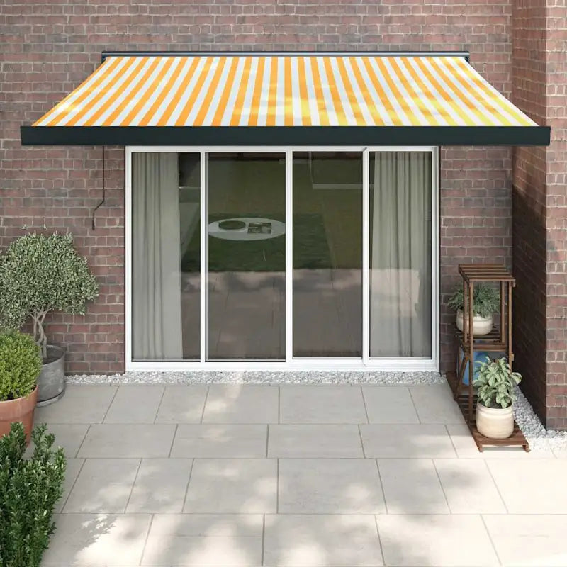 Uittrekbare luifel van gepoedercoat aluminium voor terrasplezier - 1 / Geel en zwart / 350 x 250 cm - Zonwering