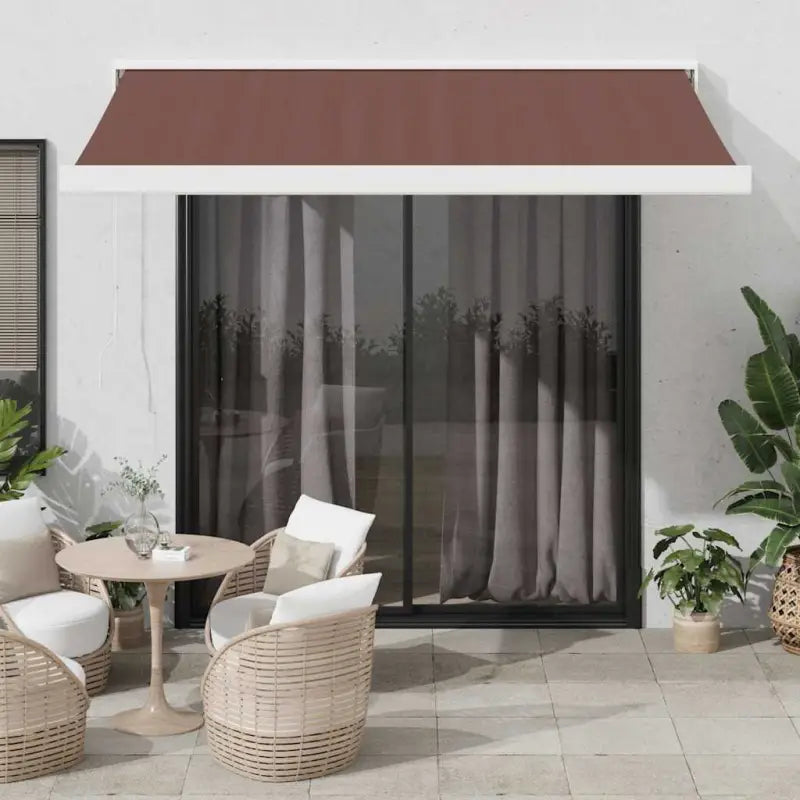 Uittrekbare luifel van gepoedercoat aluminium voor terrasplezier - 1 / Bruin en wit / 350 x 250 cm - Zonwering