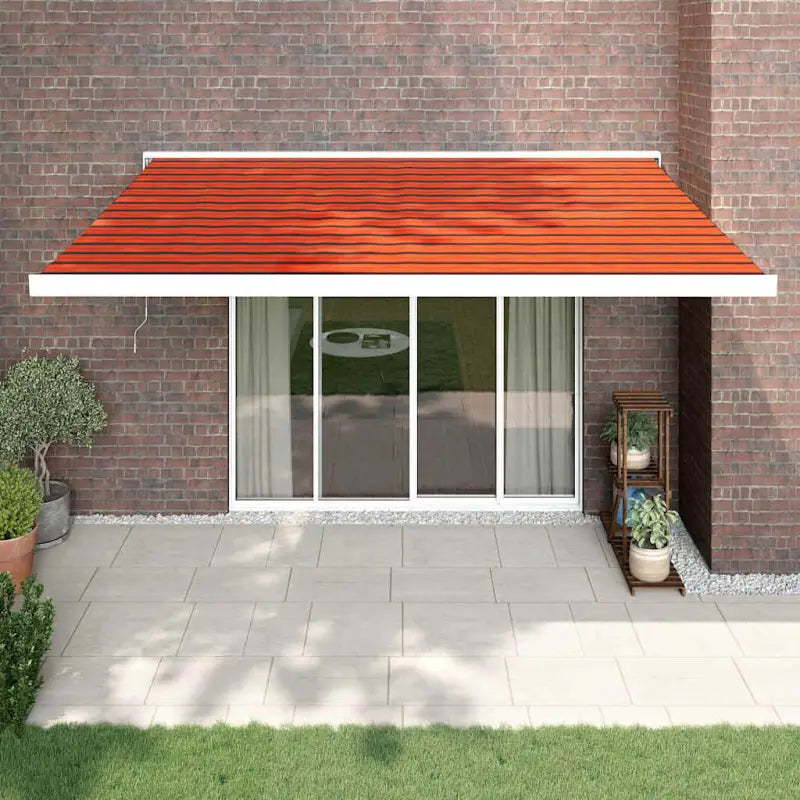 Uittrekbare luifel van gepoedercoat aluminium voor terrasplezier - 1 / Oranje en bruin / 450 x 300 cm - Zonwering