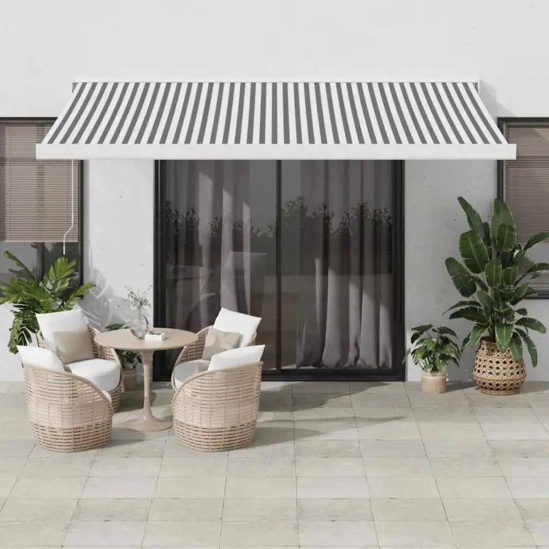 Uittrekbare luifel van gepoedercoat aluminium voor terrasplezier - 1 / wit en antracietkleurig / 450 x 300 cm