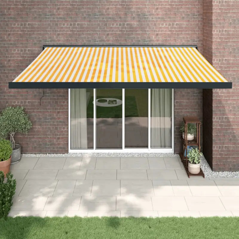 Uittrekbare luifel van gepoedercoat aluminium voor terrasplezier - 1 / Geel en zwart / 400 x 300 cm - Zonwering