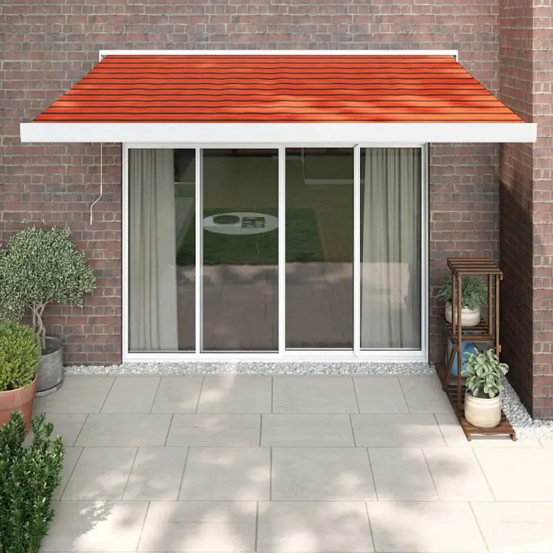 Uittrekbare luifel van gepoedercoat aluminium voor terrasplezier - 1 / Oranje en bruin / 300 x 250 cm - Zonwering