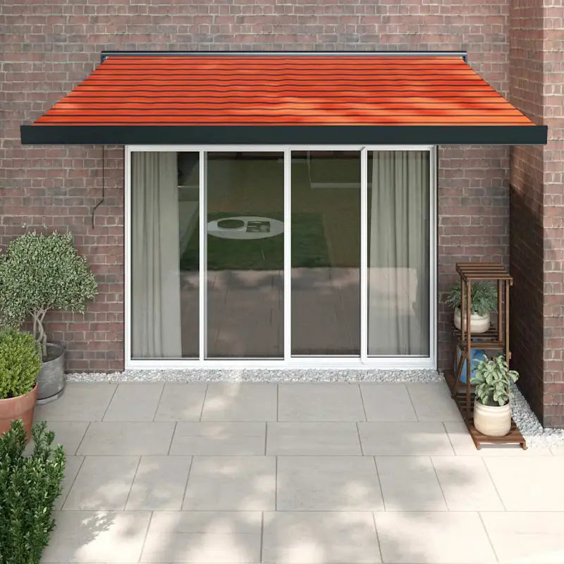 Uittrekbare luifel van gepoedercoat aluminium voor terrasplezier - 1 / Oranje en zwart / 350 x 250 cm - Zonwering