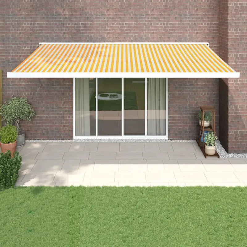 Uittrekbare luifel van gepoedercoat aluminium voor terrasplezier - 1 / Geel en wit / 500 x 300 cm - Zonwering