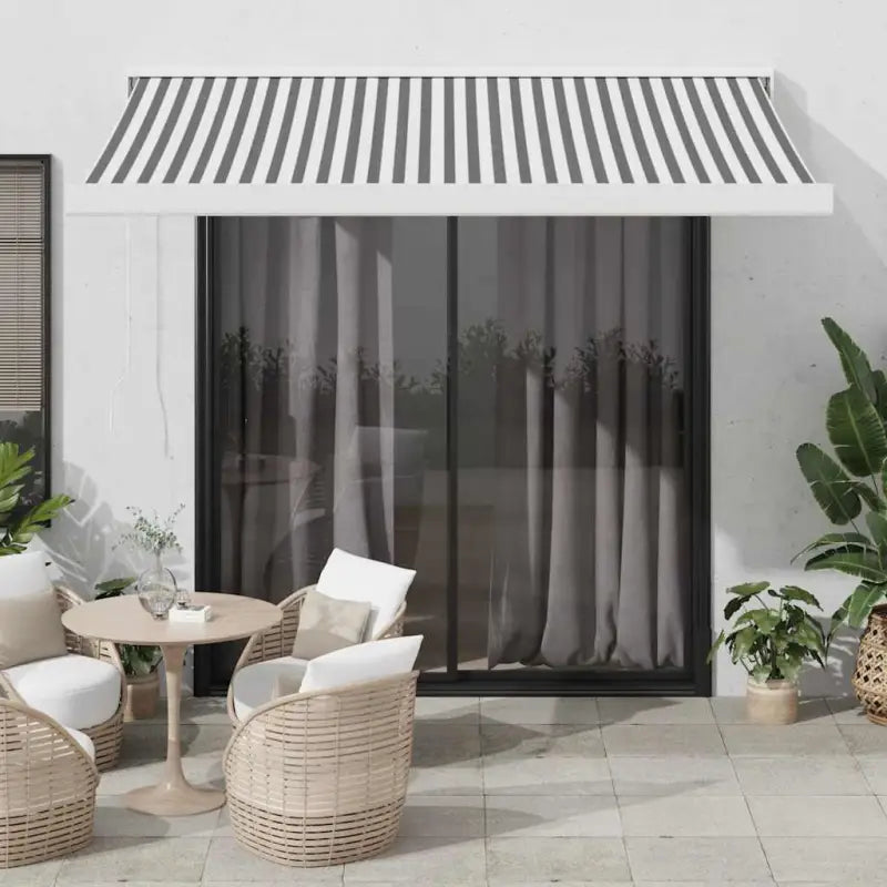 Uittrekbare luifel van gepoedercoat aluminium voor terrasplezier - 1 / wit en antracietkleurig / 350 x 250 cm