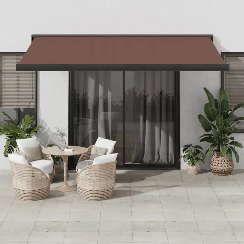 Uittrekbare luifel van gepoedercoat aluminium voor terrasplezier - Bruin / 400 x 300 cm / 1 - Zonwering