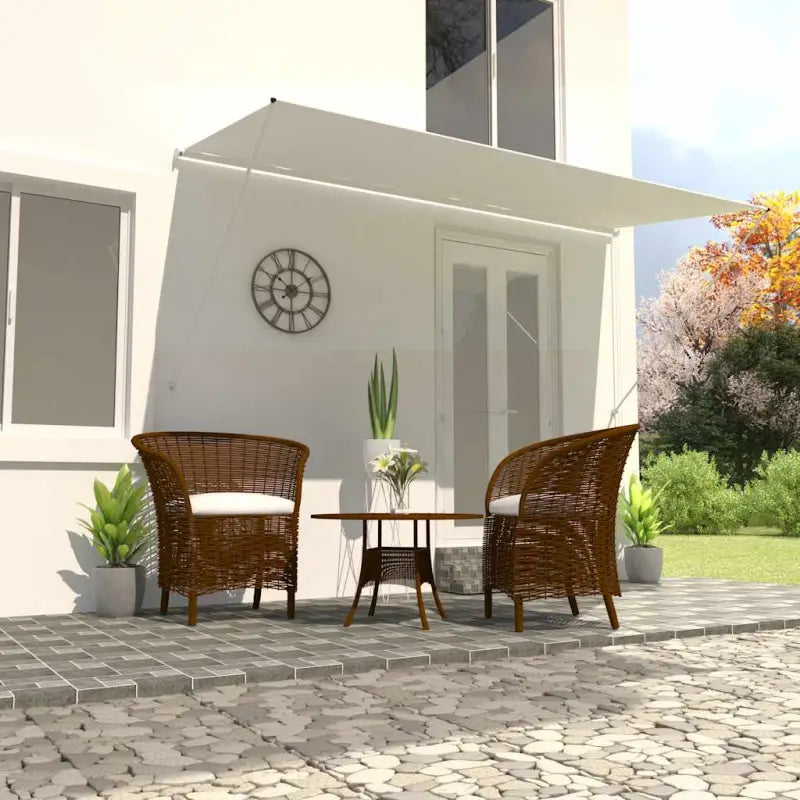 Uittrekbare zonwering met stalen frame voor terras en raam - Crème / 400 x 150 cm / 1 - Zonwering