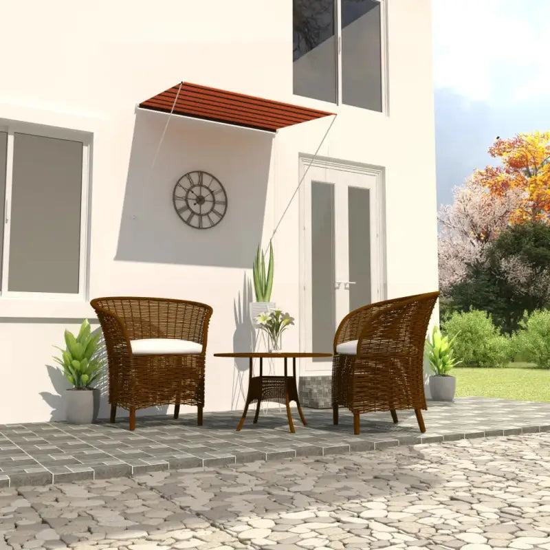 Uittrekbare zonwering met stalen frame voor terras en raam - Oranje en bruin / 200 x 150 cm / 1 - Zonwering