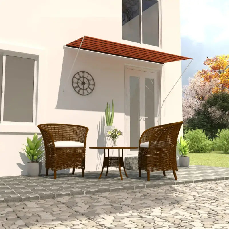 Uittrekbare zonwering met stalen frame voor terras en raam - Oranje en bruin / 300 x 150 cm / 1 - Zonwering