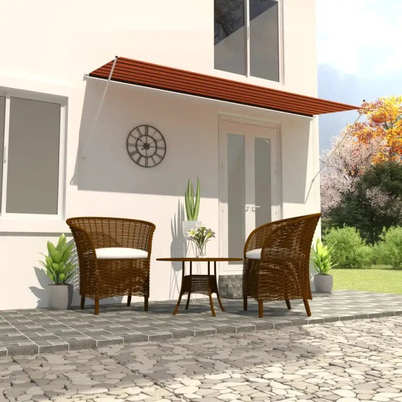 Uittrekbare zonwering met stalen frame voor terras en raam - Oranje en bruin / 400 x 150 cm / 1 - Zonwering