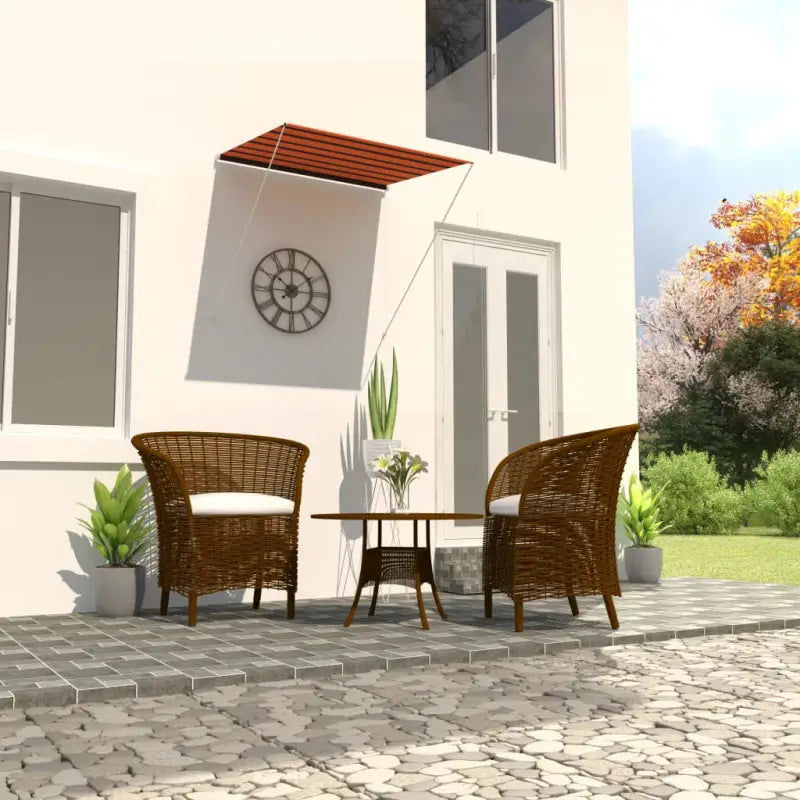 Uittrekbare zonwering met stalen frame voor terras en raam - Oranje en bruin / 150 x 150 cm / 1 - Zonwering