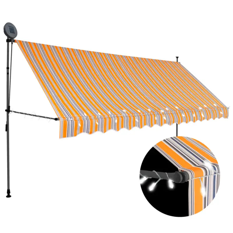 Uittrekbare zonwering voor raam terras en tuin - Geel en wit / 1 / 350 cm - Zonwering