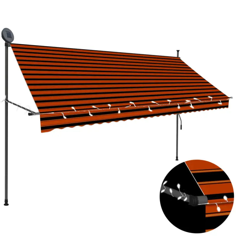 Uittrekbare zonwering voor raam terras en tuin - Oranje en bruin / 1 / 300 cm - Zonwering