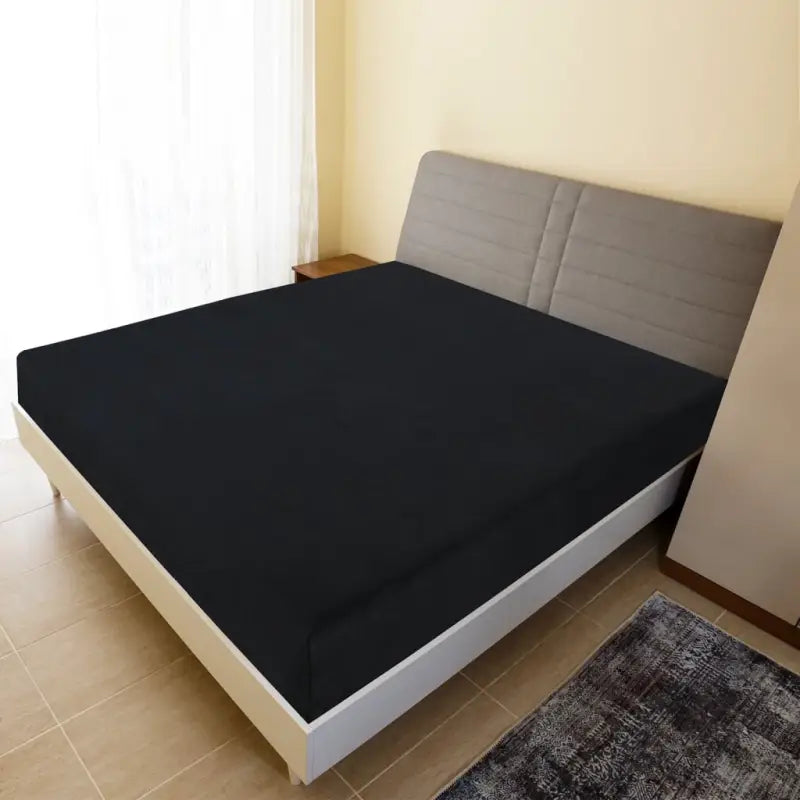 Ultrazacht katoenen hoeslaken voor comfortabel slapen - Zwart / 160 x 200 cm / 1 - Hoeslakens