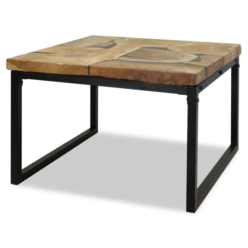 Unieke salontafel van echt teakhout met zwarte hars voor een rustieke uitstraling - Zwart / 1 / 60 cm - Salontafels