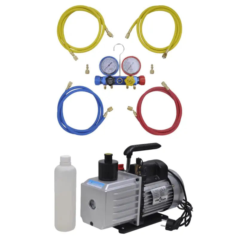Vacuümpomp voor airconditioning met 4-voudige manometerset en aluminium behuizing - 100 l/min / 4-weg - Accessoires