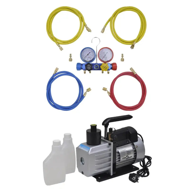 Vacuümpomp voor airconditioning met 4-voudige manometerset en aluminium behuizing - 50 l / min / 4-weg - Accessoires