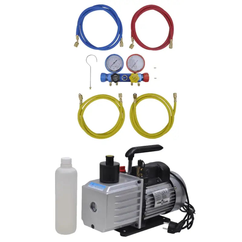 Vacuümpomp voor Airconditioning met aluminium behuizing en 2-voudige manometerset - 100 l/min / 4-weg - Accessoires