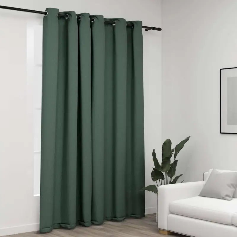 Verduisterende linnen-look gordijnen voor licht en privacy - Groen / 290 x 245 cm / 1 - Gordijnen & vitrages