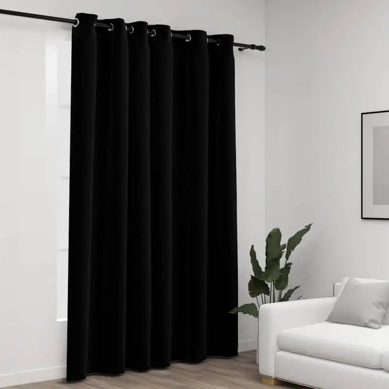 Verduisterende linnen-look gordijnen voor licht en privacy - Zwart / 290 x 245 cm / 1 - Gordijnen & vitrages