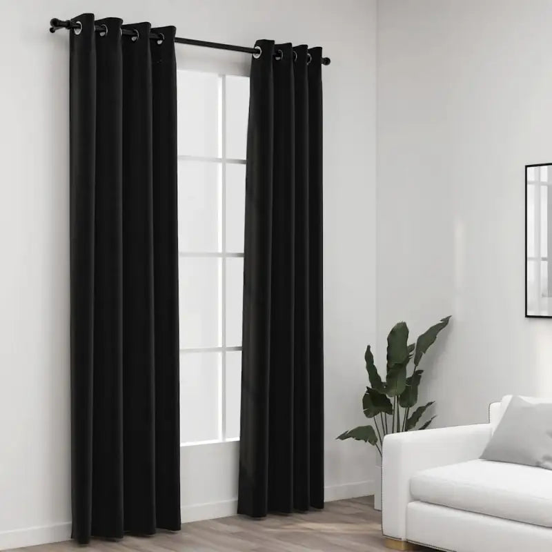 Verduisterende linnen-look gordijnen voor woonkamer slaapkamer en kantoor - Antraciet / 140 x 245 cm / 2 - Gordijnen &