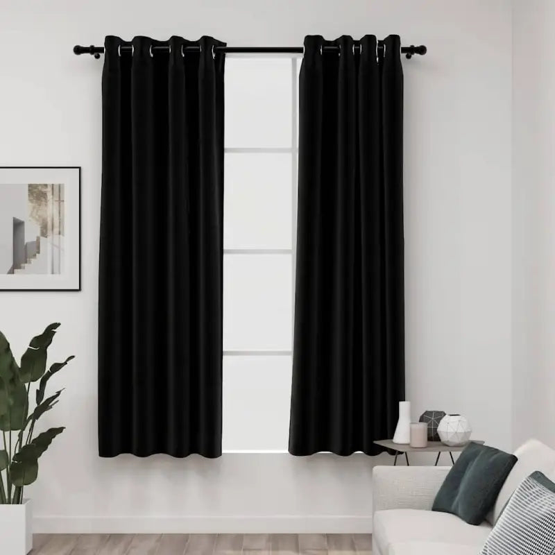 Verduisterende linnen-look gordijnen voor woonkamer slaapkamer en kantoor - Antraciet / 140 x 175 cm / 2 - Gordijnen &