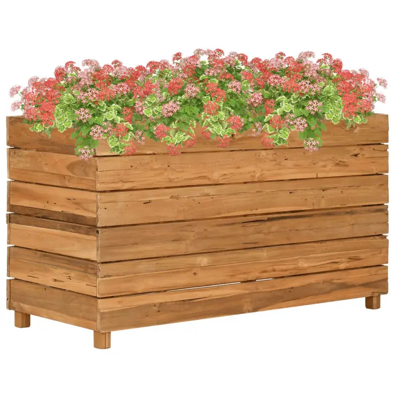Verhoogd meubelstuk uniek met gerecycled teakhout en stalen rek - 100 x 40 x 55 cm / 1 - Bloempotten & plantenbakken