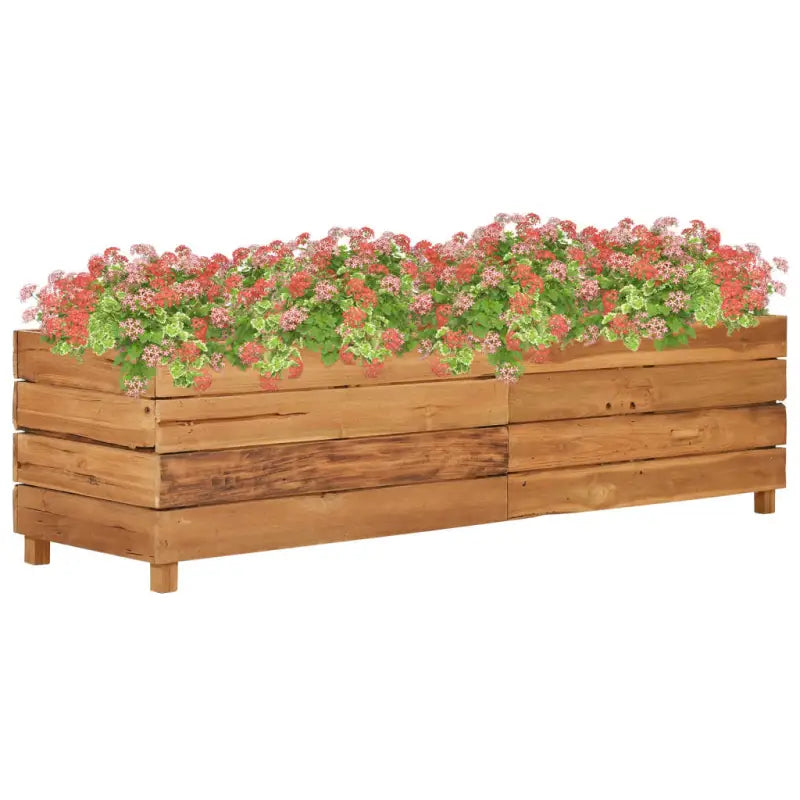 Verhoogd meubelstuk uniek met gerecycled teakhout en stalen rek - 150 x 40 x 38 cm / 1 - Bloempotten & plantenbakken
