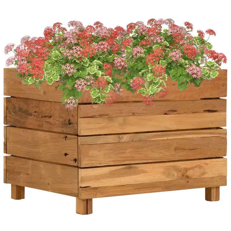 Verhoogd meubelstuk uniek met gerecycled teakhout en stalen rek - 50 x 40 x 38 cm / 1 - Bloempotten & plantenbakken