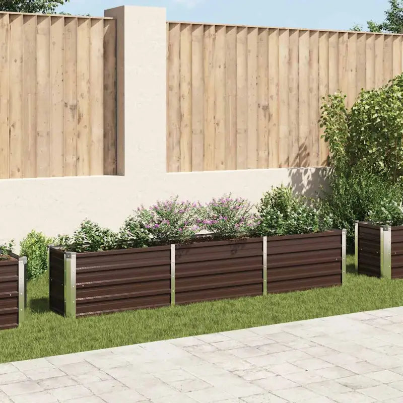 Verhoogde gegalvaniseerd staal plantenbak voor tuin en balkon decoratie - Bruin / 240 x 40 x 45 cm / 1 - Bloempotten &
