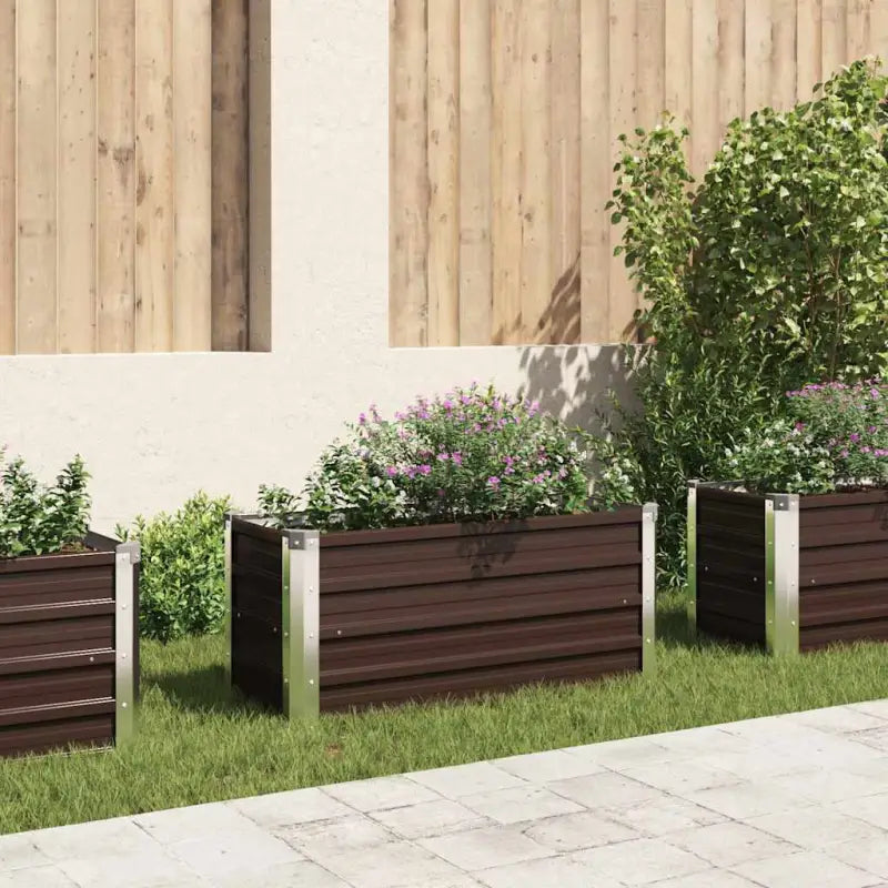 Verhoogde gegalvaniseerd staal plantenbak voor tuin en balkon decoratie - Bruin / 100 x 40 x 45 cm / 1 - Bloempotten &