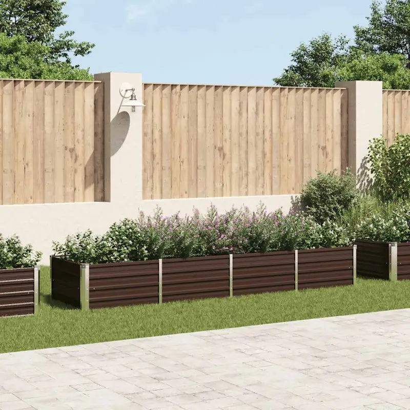 Verhoogde gegalvaniseerd staal plantenbak voor tuin en balkon decoratie - Bruin / 320 x 80 x 45 cm / 1 - Bloempotten &