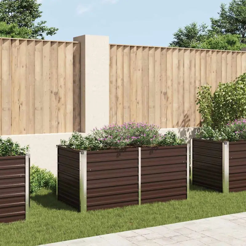 Verhoogde gegalvaniseerd staal plantenbak voor tuin en balkon decoratie - Bruin / 160 x 80 x 77 cm / 1 - Bloempotten &