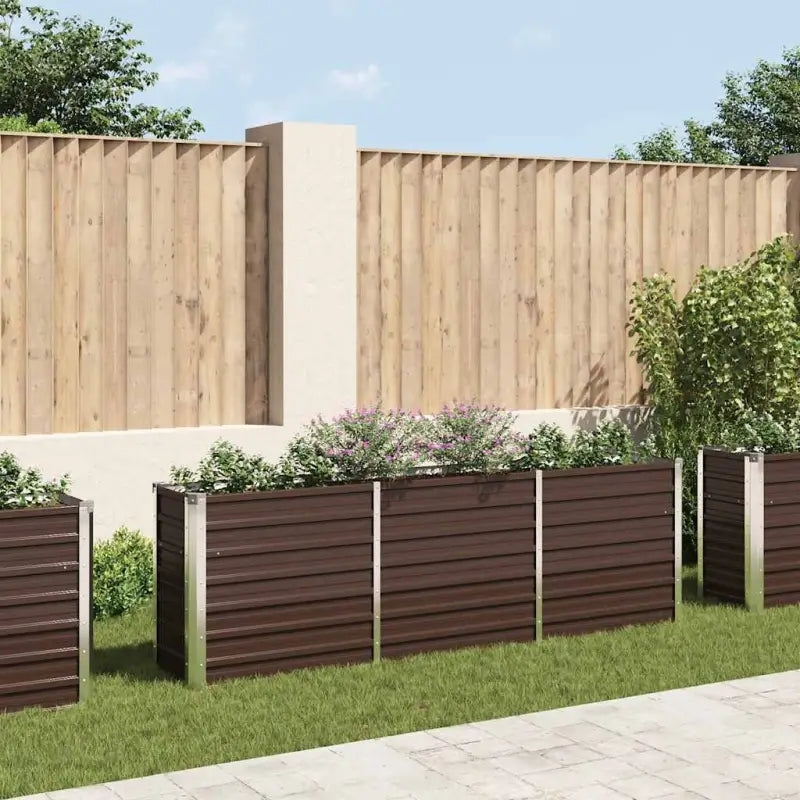 Verhoogde gegalvaniseerd staal plantenbak voor tuin en balkon decoratie - Bruin / 240 x 40 x 77 cm / 1 - Bloempotten &