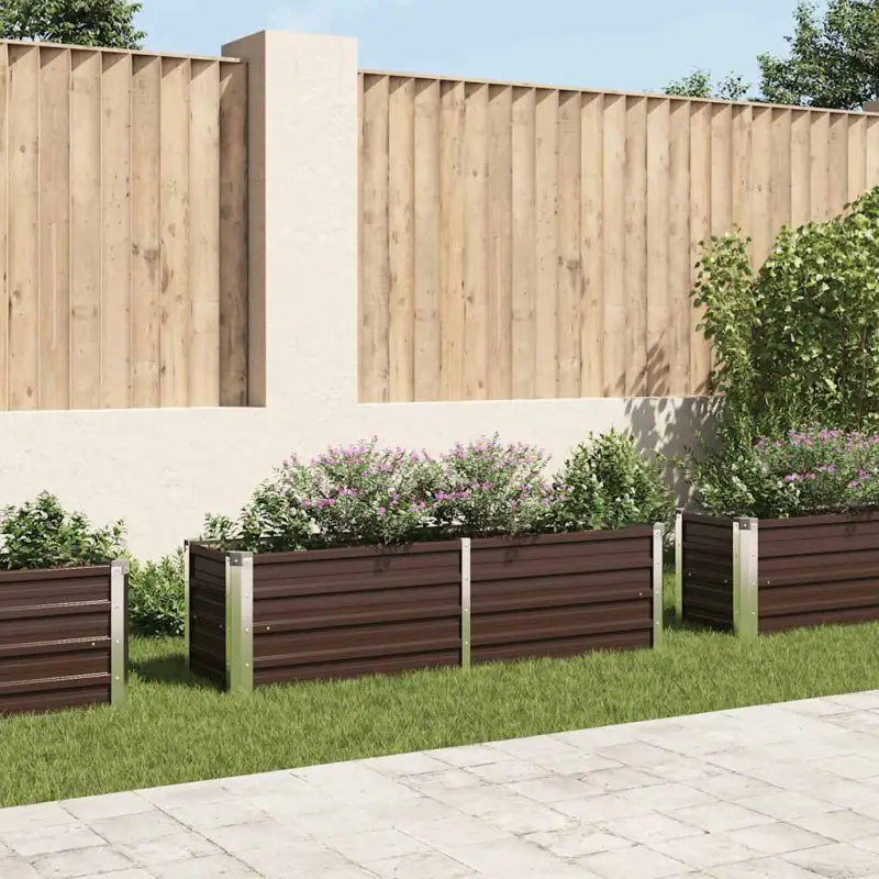 Verhoogde gegalvaniseerd staal plantenbak voor tuin en balkon decoratie - Bruin / 160 x 40 x 45 cm / 1 - Bloempotten &