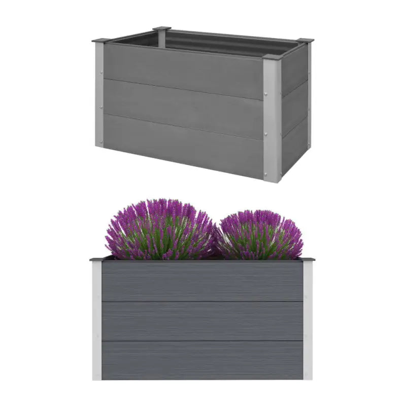 Verhoogde Houten Kunststof Compost plantenbak voor Buiten Tuin - Grijs / 100 x 50 x 54 cm / 1 - Bloempotten &