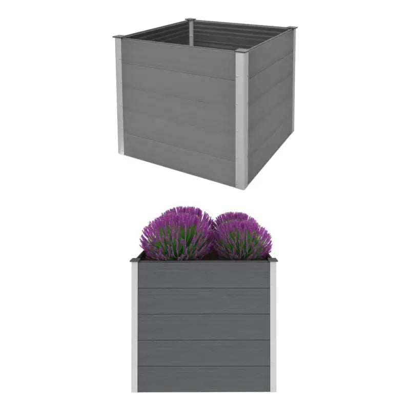 Verhoogde Houten Kunststof Compost plantenbak voor Buiten Tuin - Grijs / 100 x 100 x 91 cm / 1 - Bloempotten &