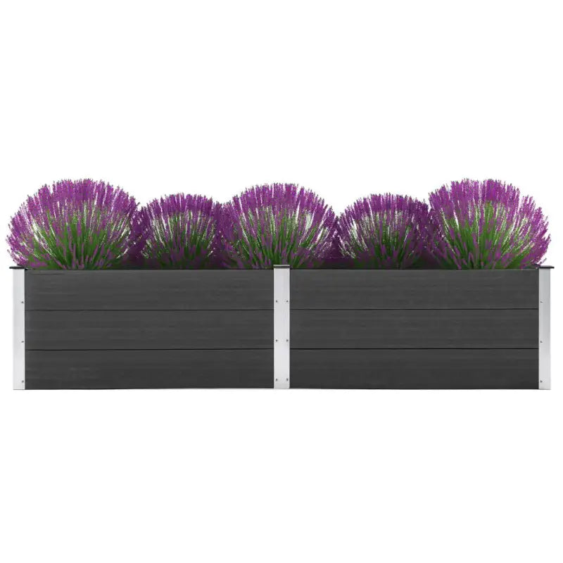 Verhoogde Houten Kunststof Compost plantenbak voor Buiten Tuin - Grijs / 250 x 100 x 54 cm / 1 - Bloempotten &