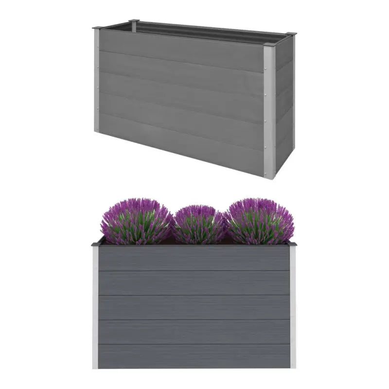 Verhoogde Houten Kunststof Compost plantenbak voor Buiten Tuin - Grijs / 150 x 50 x 91 cm / 1 - Bloempotten &