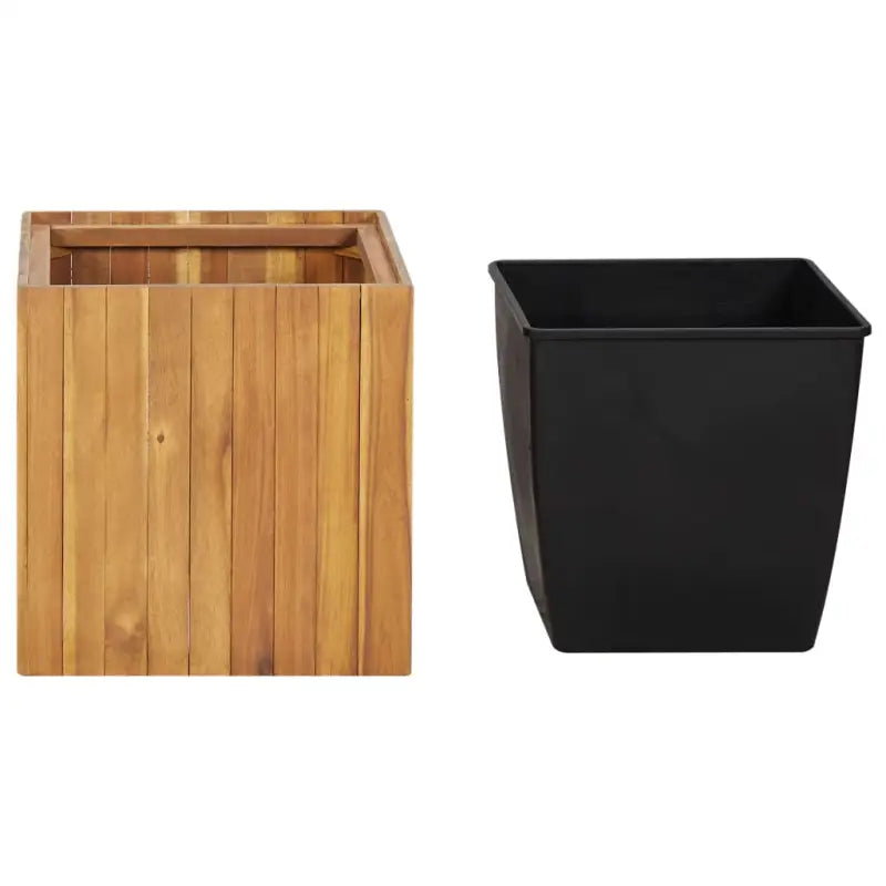 Verhoogde houten tuinbak in massief acaciahout voor binnen en buiten - 43.5 x 43.5 x 44 cm / 1 - Bloempotten &